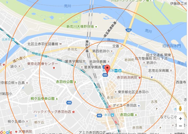 １０秒で出来る営業ツール！、地図（Googleマップ）上に半径を距離ごとに表示できる方法｜行政書士阿部総合事務所