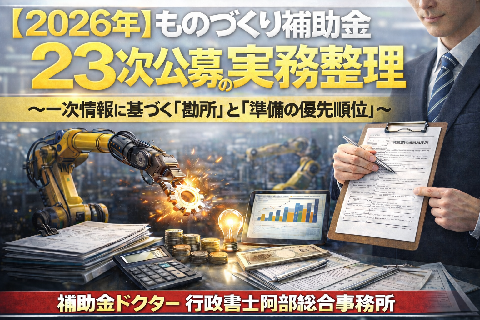 【2026年2月最新】ものづくり補助金23次公募の実務整理｜行政書士阿部総合事務所
