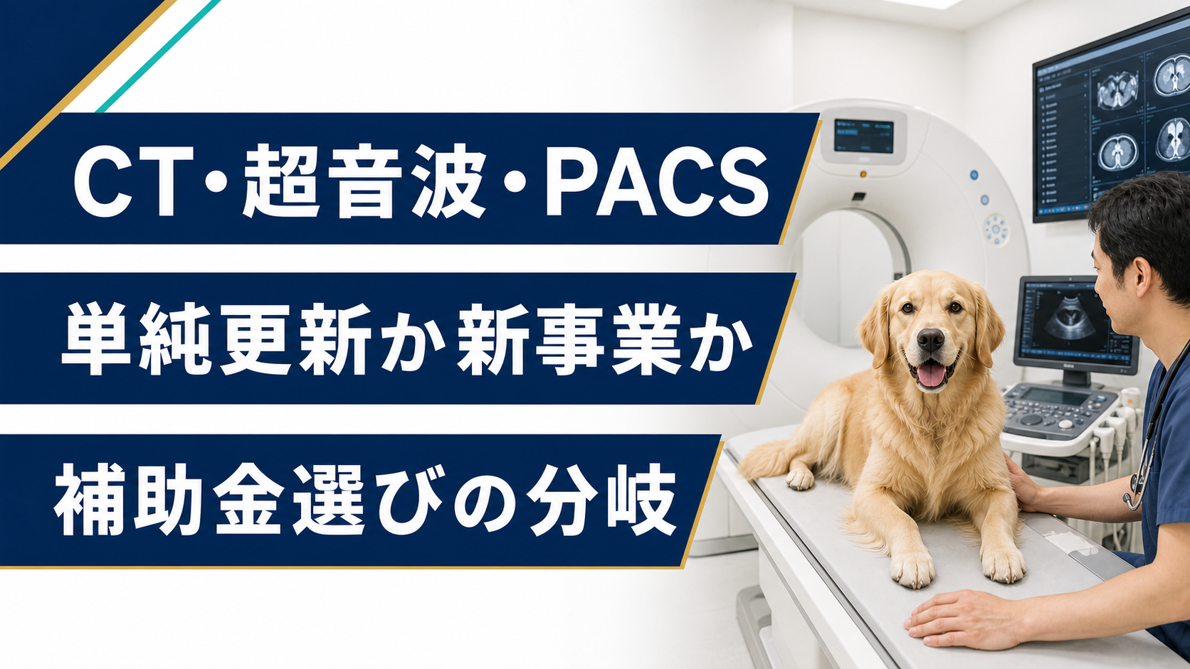 動物病院のCT・超音波・PACS導入と補助金選びを示すアイキャッチ