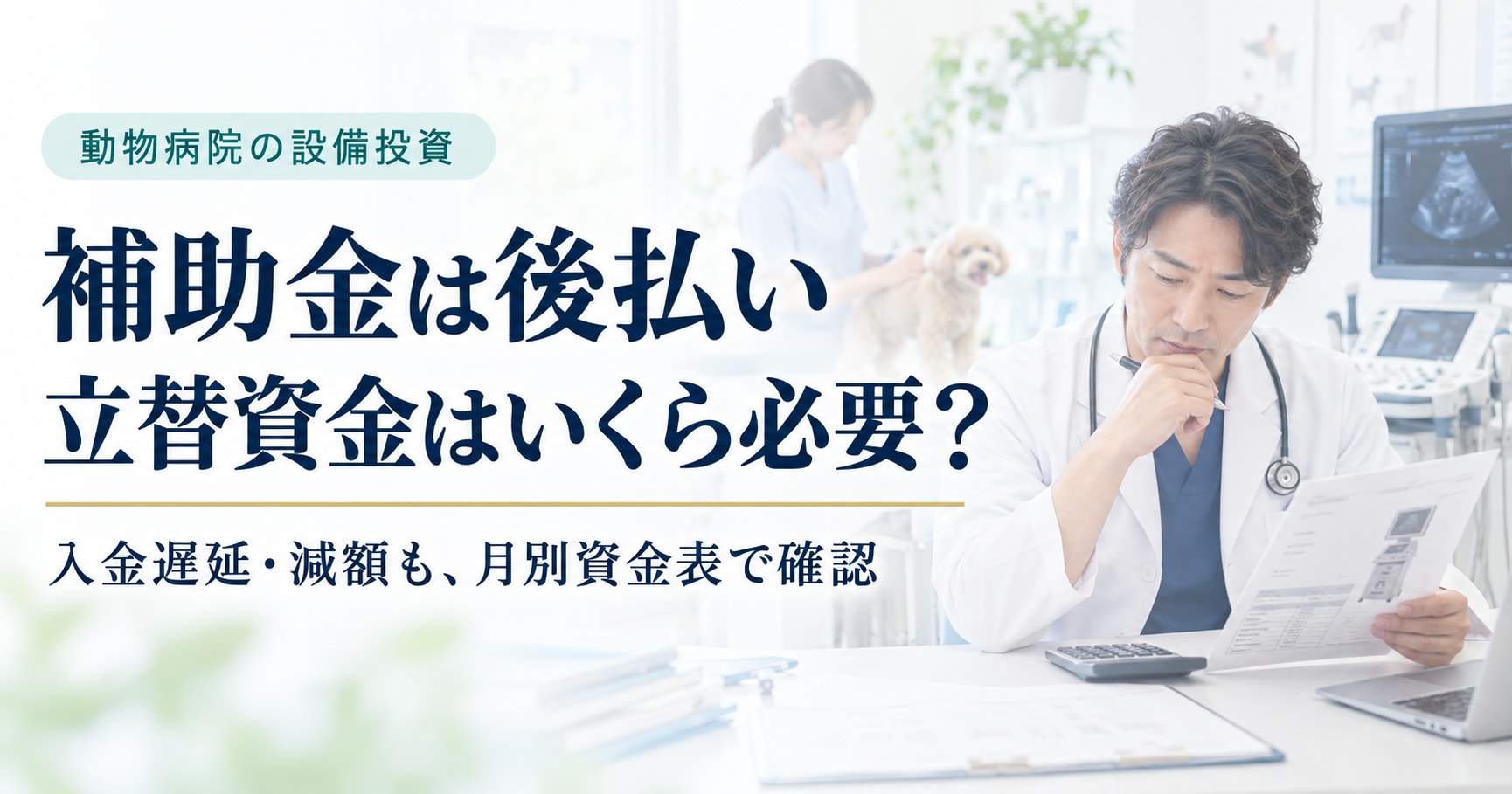 動物病院の補助金は後払い。立替資金の必要額を入金遅延・減額も含め月別資金表で確認する記事